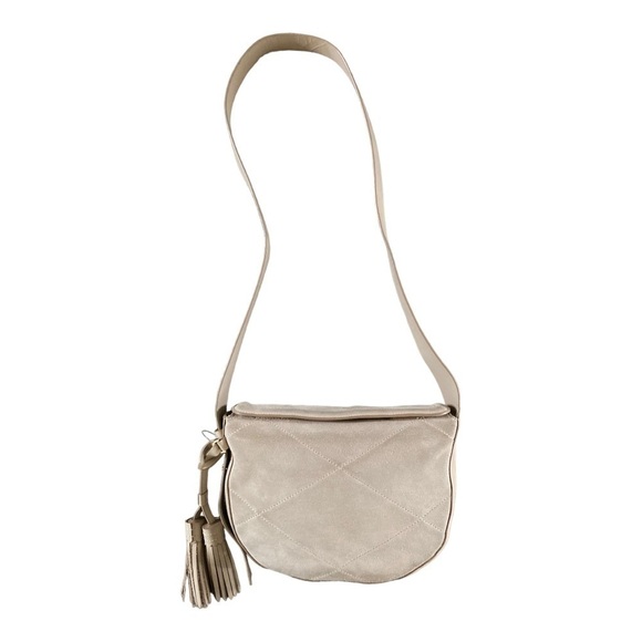 Isaac Mizrahi IMNYC Suede & Leather Crossbody Shoulder Bag Double Tassels NWOT